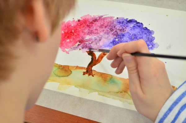 Рисование на соли красками