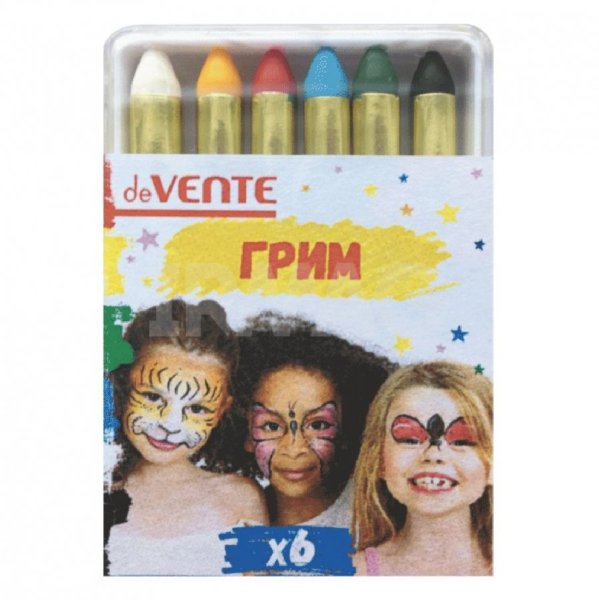 Грим для лица и тела DEVENTE 8 красок, 2 Кисточки, 5 мелков