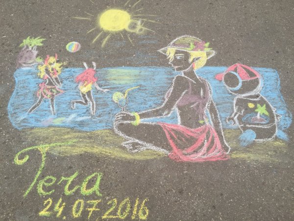 Рисунки на асфальте на тему лето