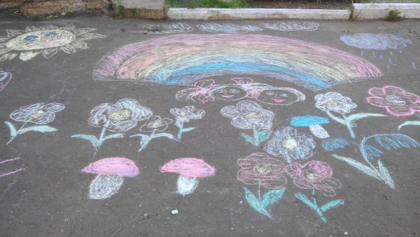 Рисунок мелками лето