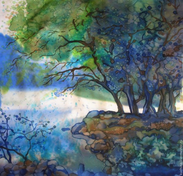 Простой пейзаж гуашью