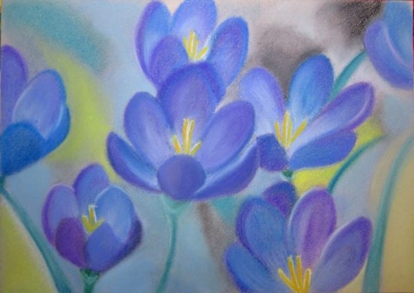 Цветы в холодных тонах рисование