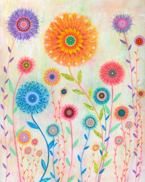 Цветы восковыми мелками