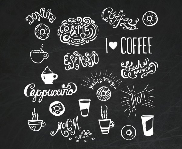 Кофе надпись мелом на доске