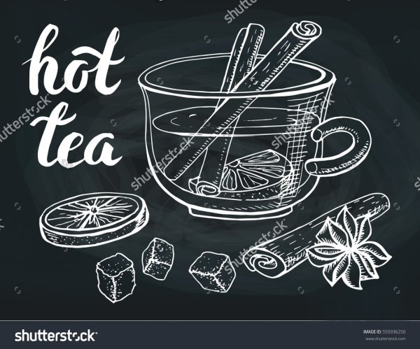 Чай на меловой доске надпись