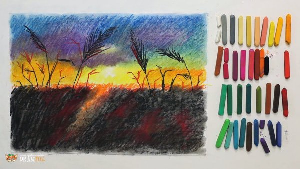 Закат восковыми мелками