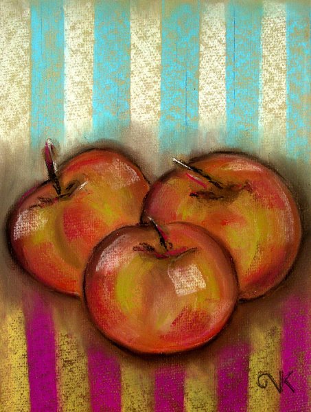 Яблоко масляной пастелью