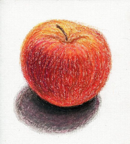 Яблоко масляной пастелью