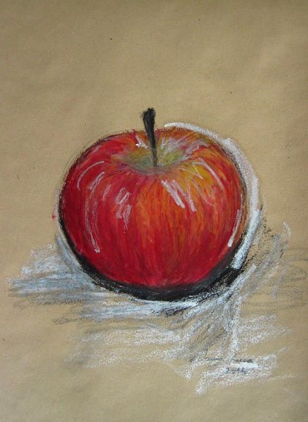 Яблоко масляной пастелью