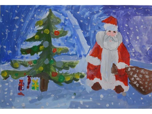 Детские рисунки на тему новый год