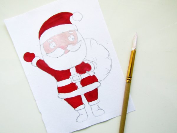 Дед Мороз красками для детей