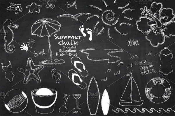 Рисунки мелом на доске