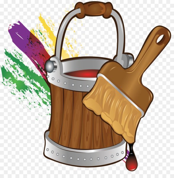 Ведро с краской и кисть