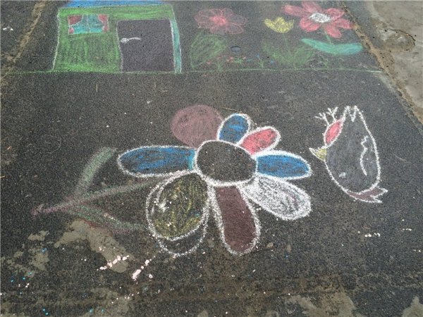 Рисунки на асфальте цветы