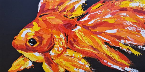 Золотая рыбка акриловыми красками