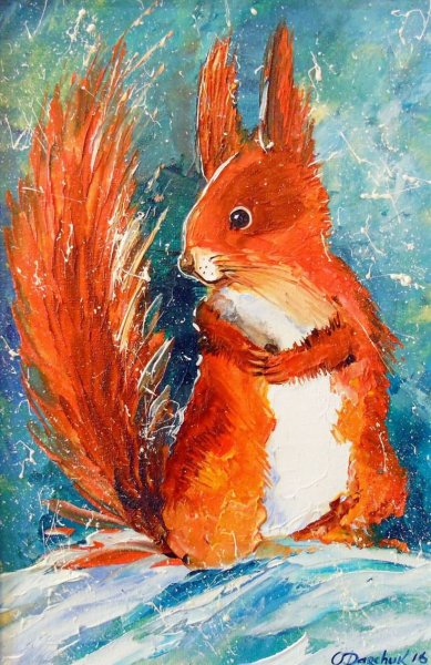 Белочка гуашью