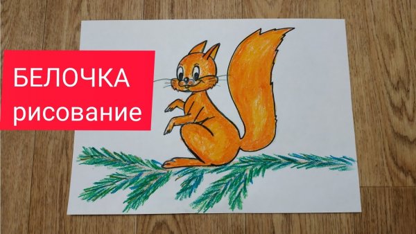 Рисование в старшей группе белка на ветке