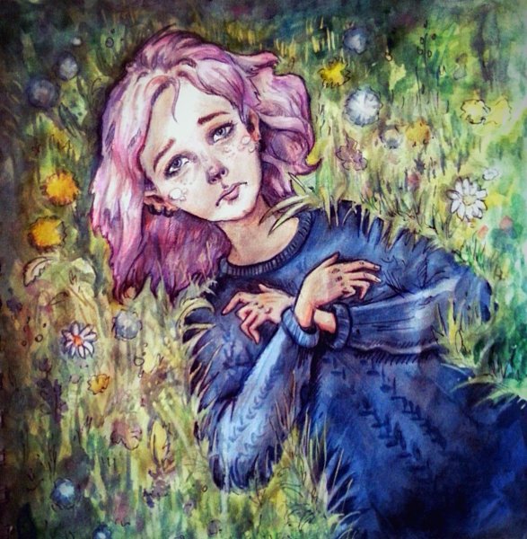 Небольшие Акварельные зарисовки девушка