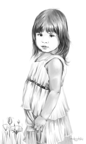 Портрет девочки карандашом