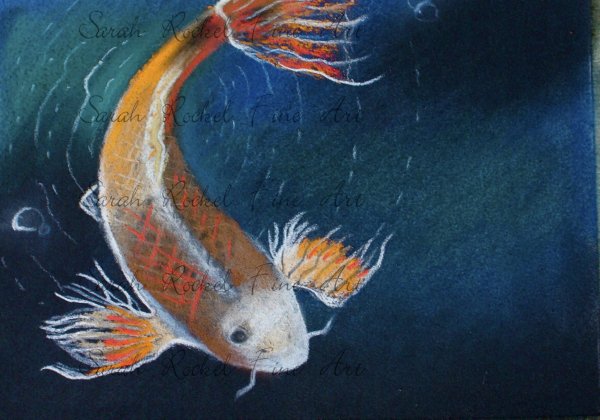 Рыбы сухой пастелью