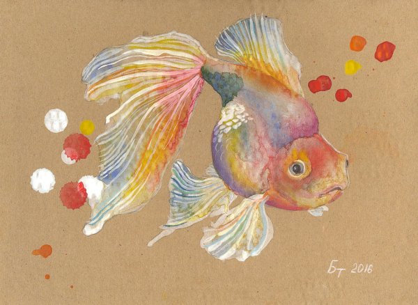 Красивые рыбы акварель