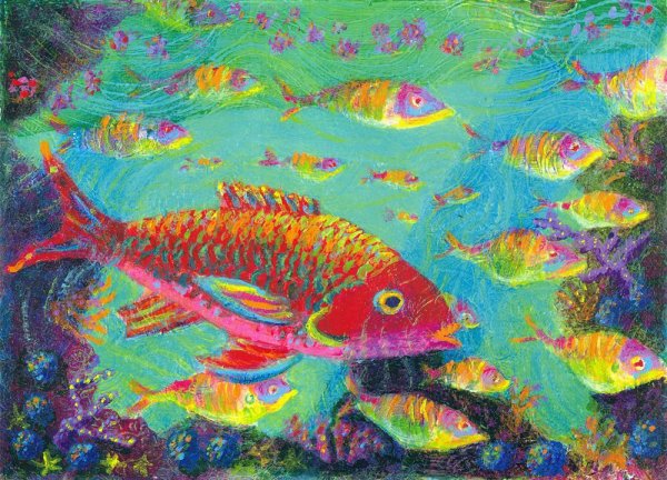 Подводный мир пастелью