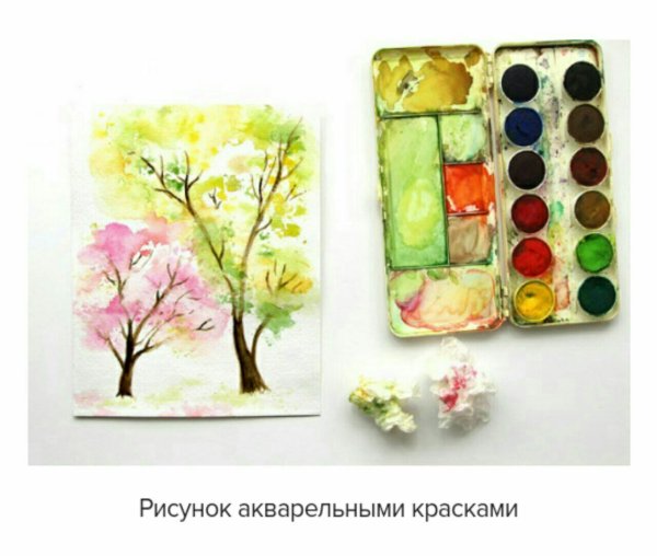 Палитра акварельных красок нарисованная