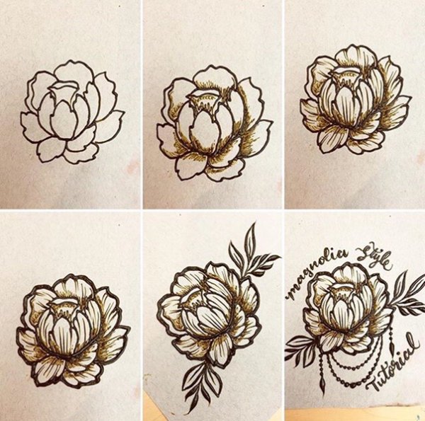 Мехенди пионы эскизы