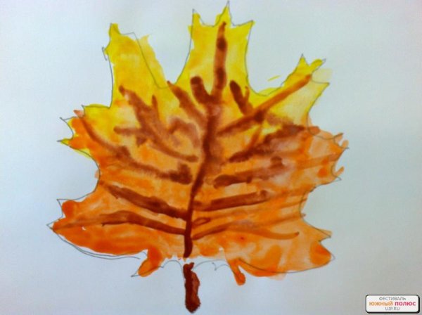 Рисование с осенними листьями с детьми