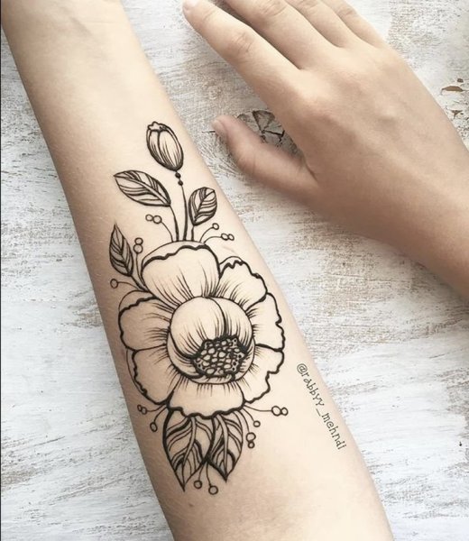 Тату мехенди с пионами