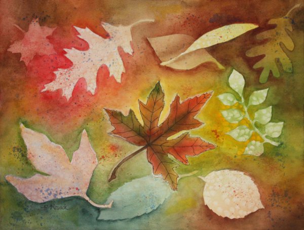 Рисование листьями