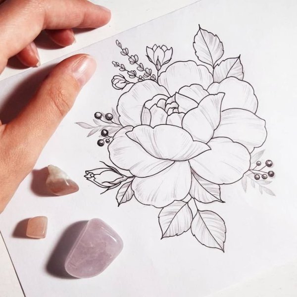 Мехенди пионы эскизы