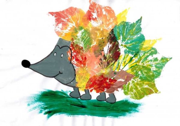 Рисование отпечатками листьев