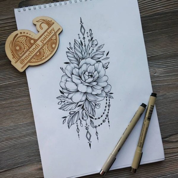 Мехенди пионы эскизы