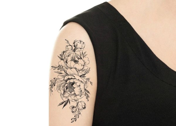 Временная тату пион
