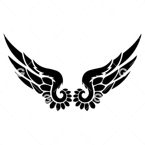 Тату Крылья трафарет