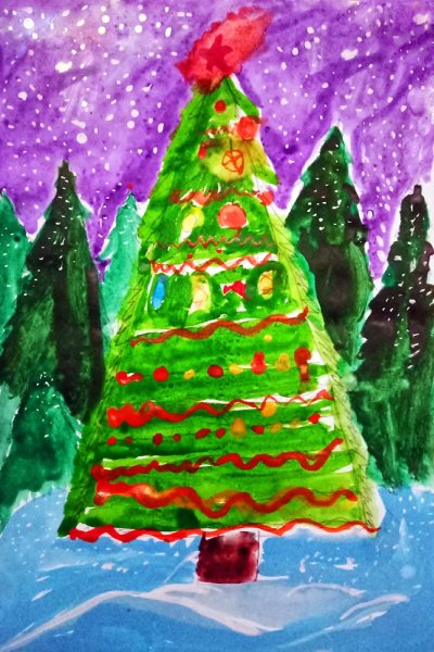 Рисование Новогодняя елочка