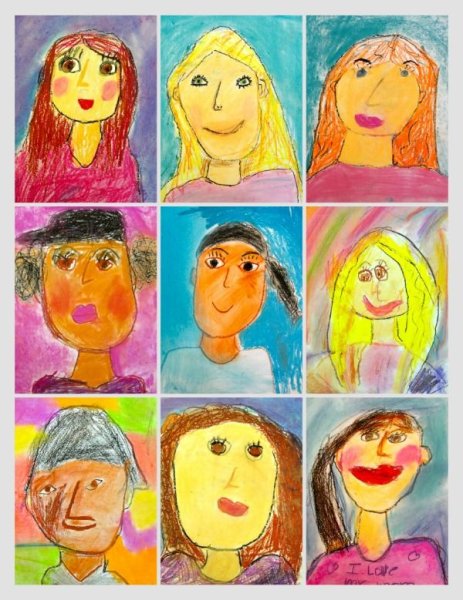 Портрет восковыми мелками