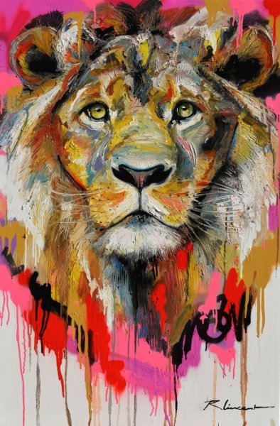 Картина акрилом Лев