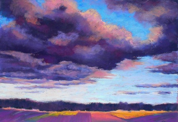 Вечернее небо акварелью