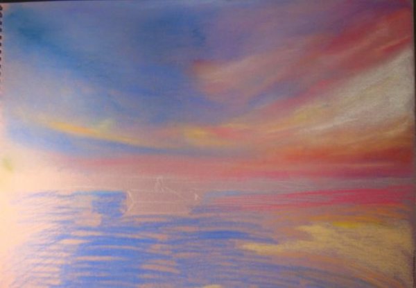 Золотые облака рисование пастелью