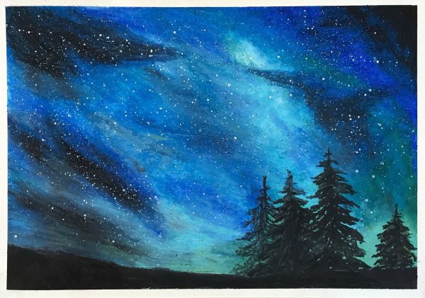 Ночное небо пастелью