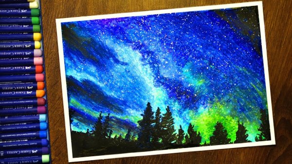 Космос масляной пастелью