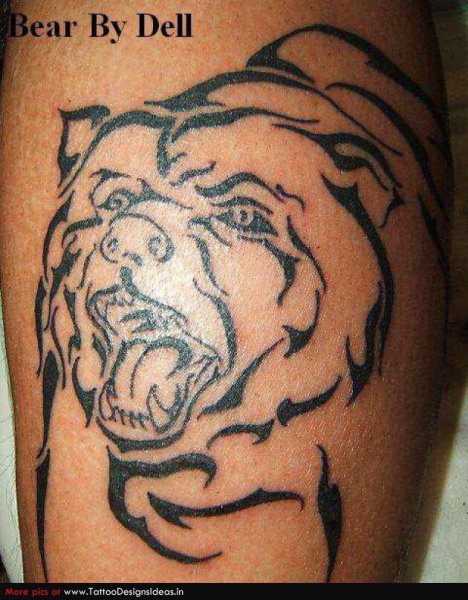 Тату хной медведь