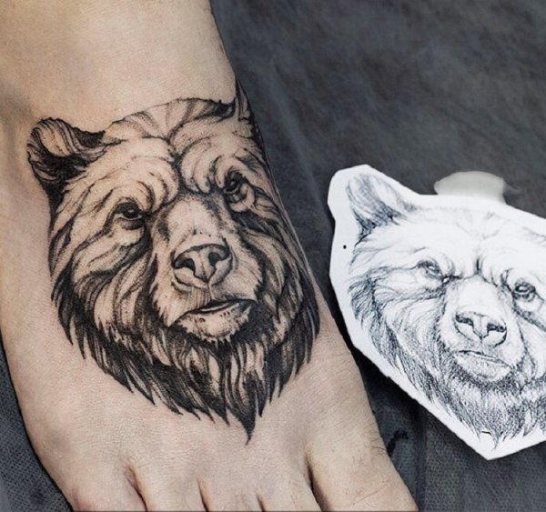 Тату голова медведя