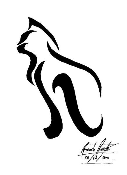 Тату кошка стилизованная