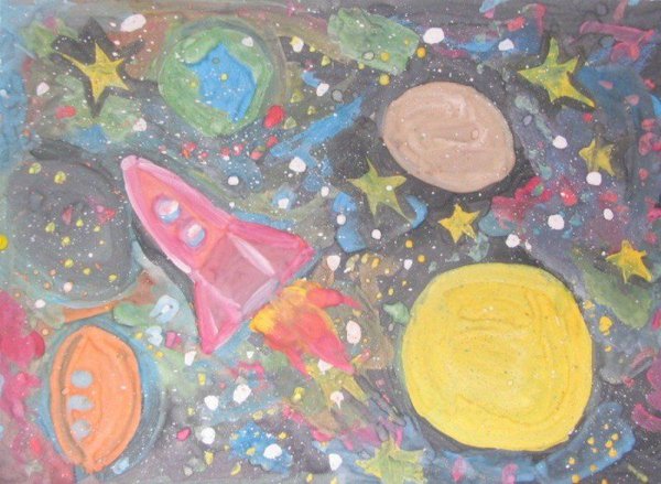 Космос пастелью для детей