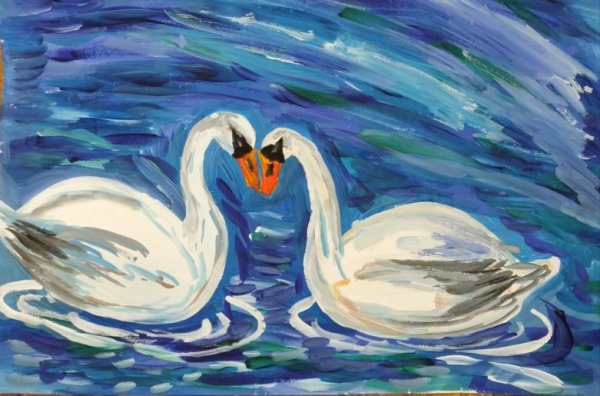 Лебедь акрилом
