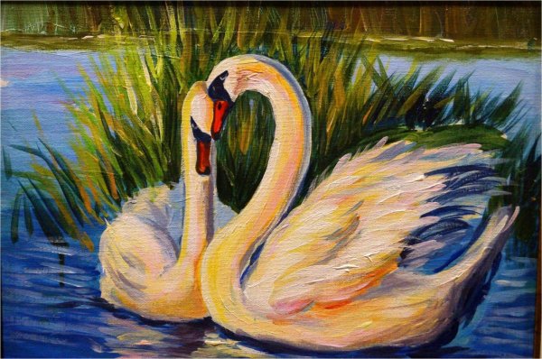 Лебеди живопись