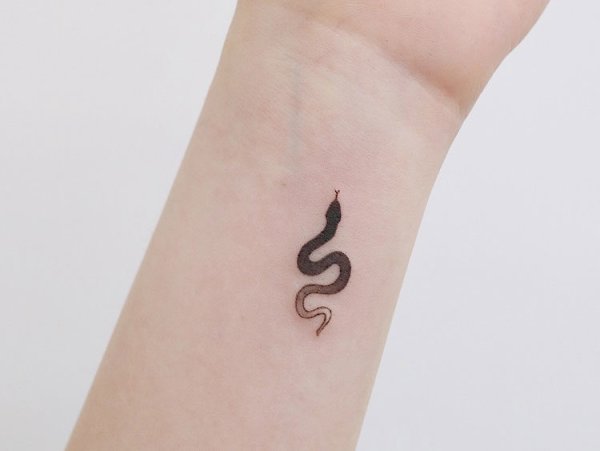 Тату змея на руке маленькая